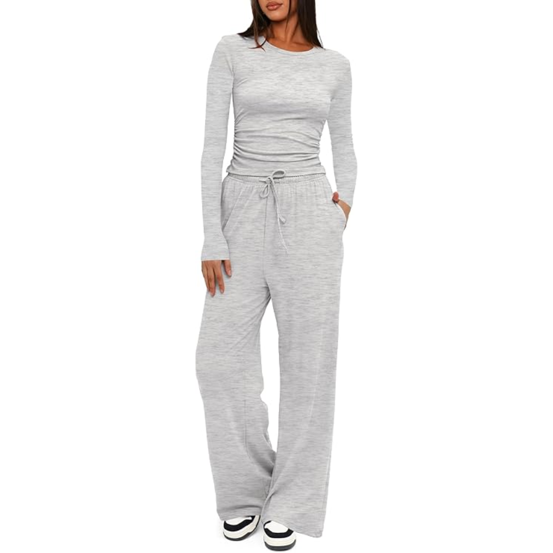 2-Piece Ladies Lounge Set - Lieke-White-29.13 inches-XS-Nora Luxe
