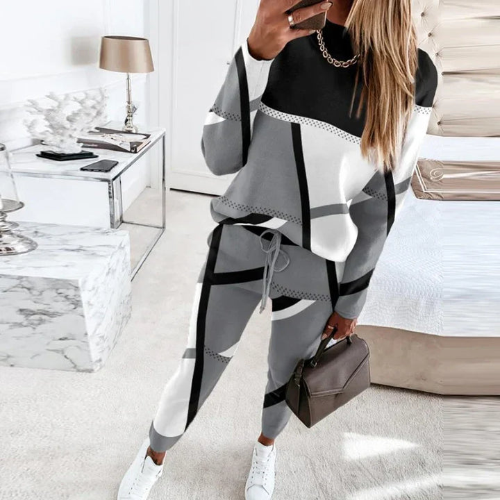 2-piece Set with O-neck and Long Pants - Sophie-Gray-S-Nora Luxe