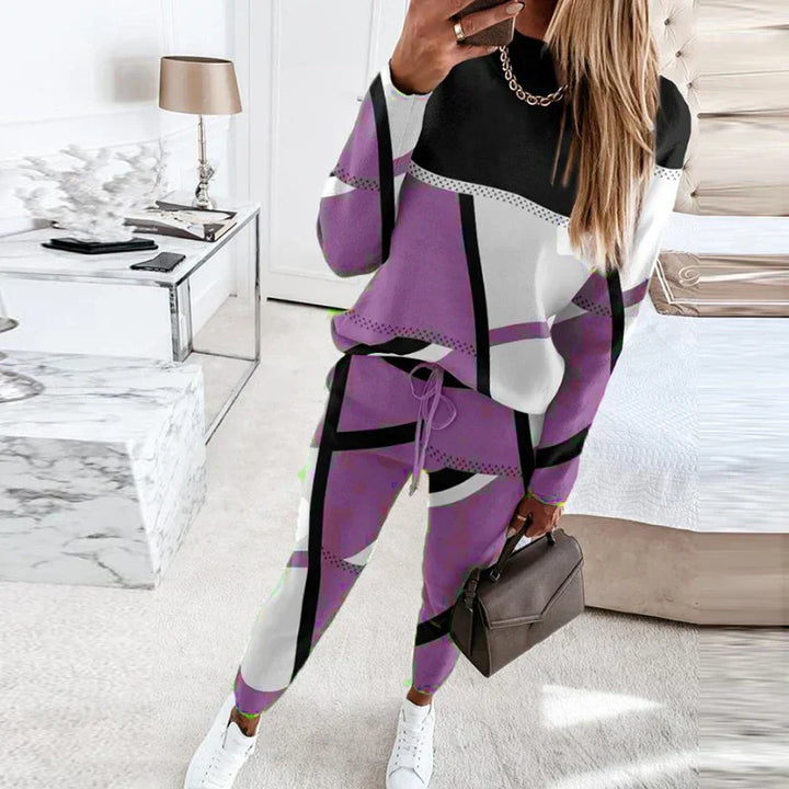 2-piece Set with O-neck and Long Pants - Sophie-Gray-S-Nora Luxe