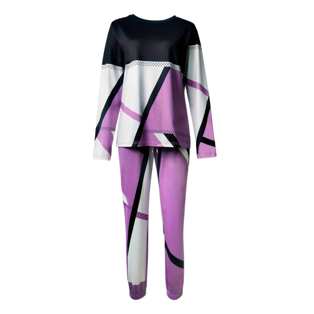 2-piece Set with O-neck and Long Pants - Sophie-Gray-S-Nora Luxe
