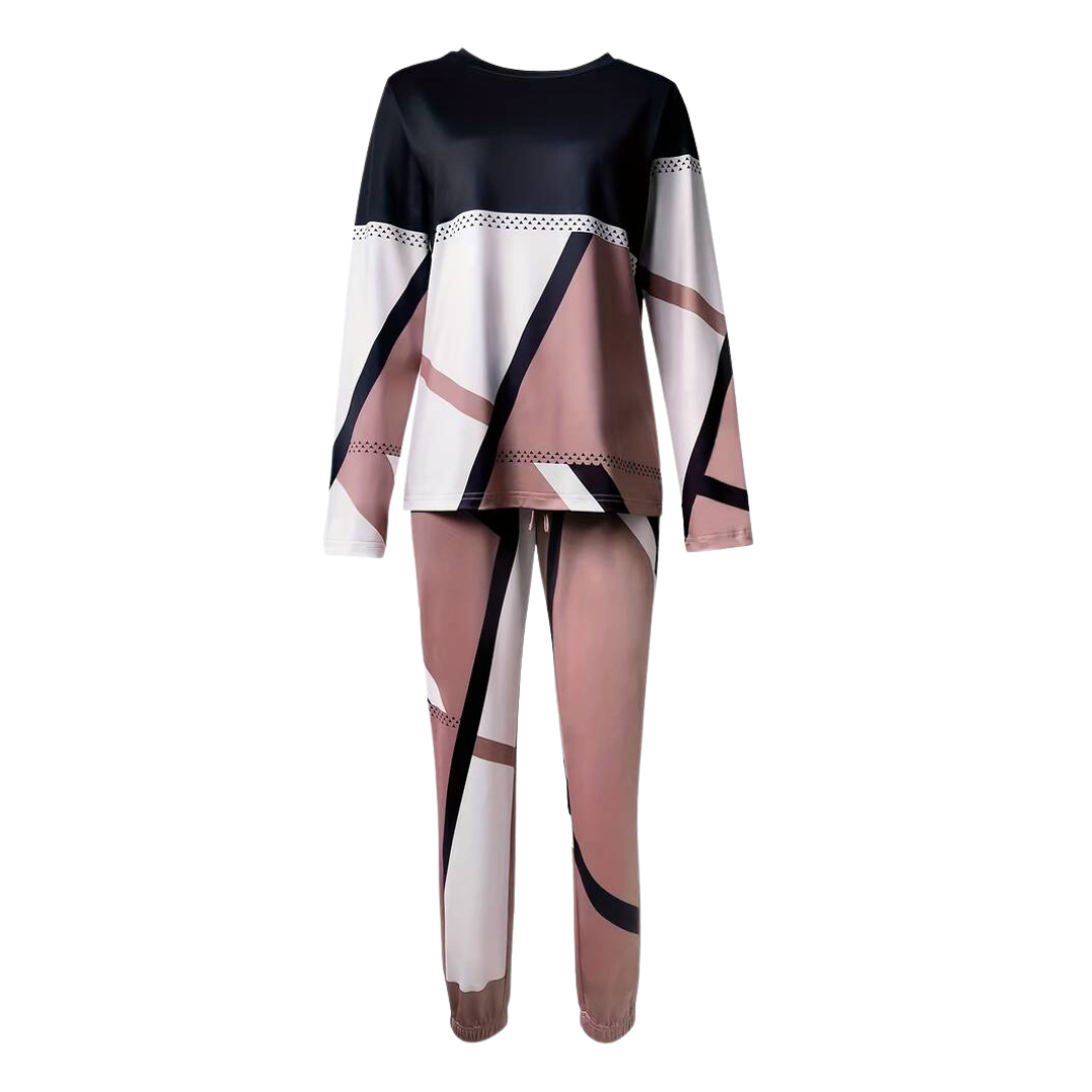 2-piece Set with O-neck and Long Pants - Sophie-Gray-S-Nora Luxe