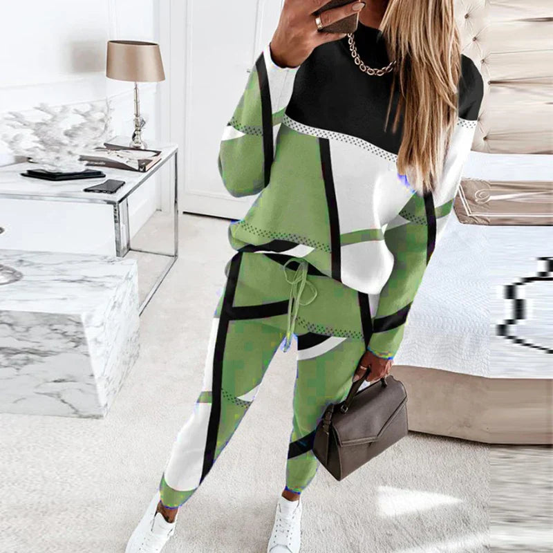 2-piece Set with O-neck and Long Pants - Sophie-Gray-S-Nora Luxe