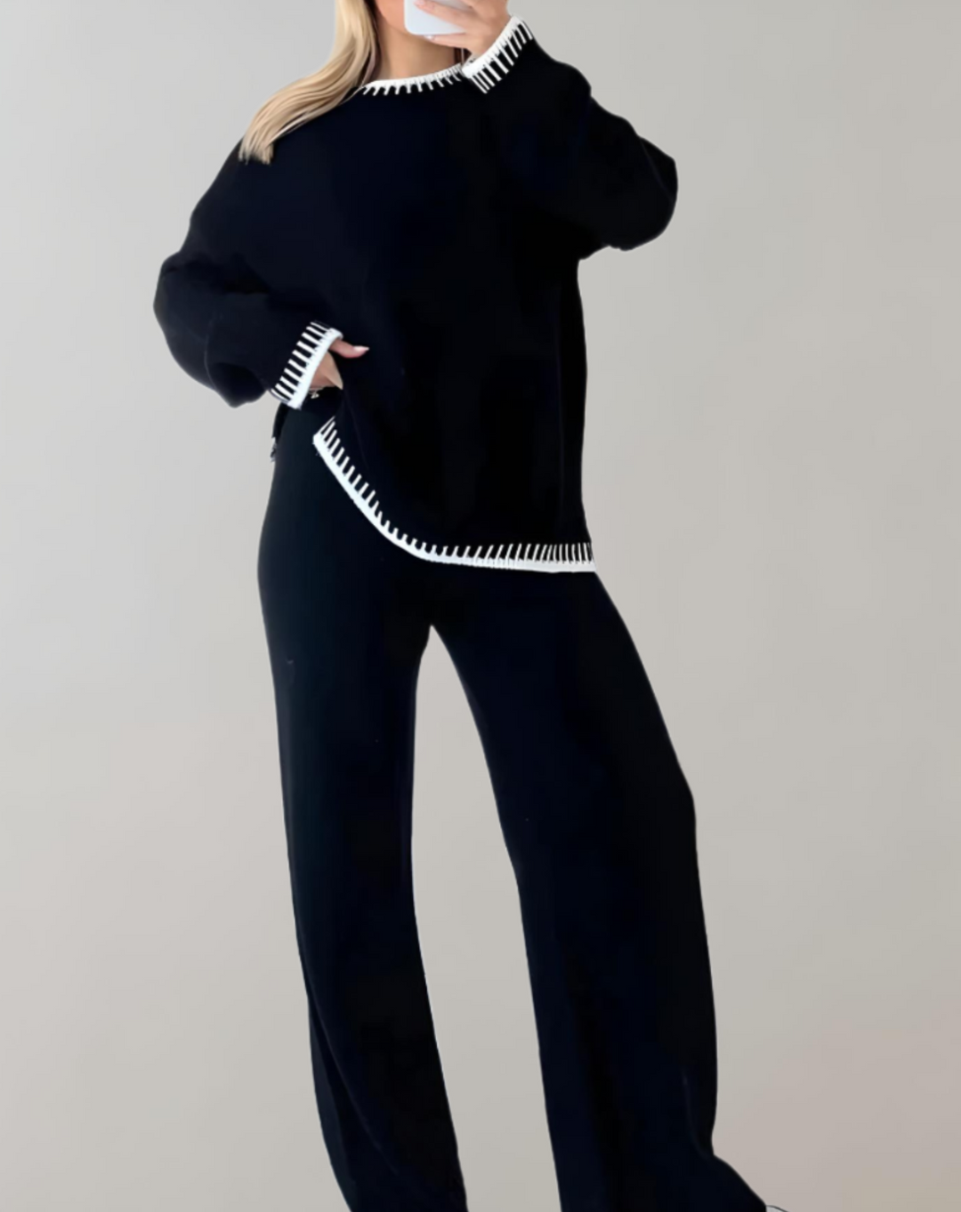 2-piece Women's Clothing Set - Sofia-Black-S-Nora Luxe
