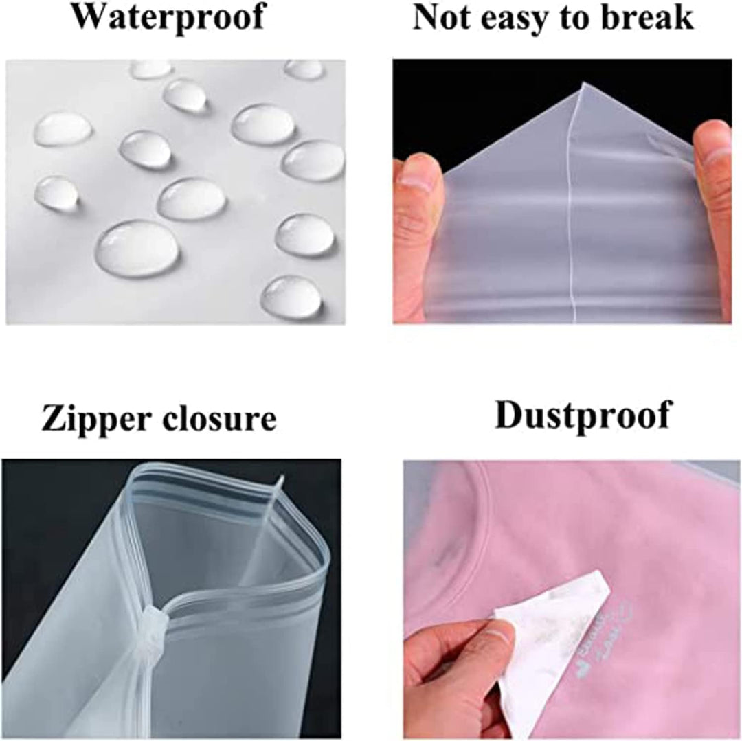 Multi-Purpose Frosted Zip Storage Bags – 20-Pack Plastic Garment Sleeves (Buy 2 Sets, Take 1 FREE)