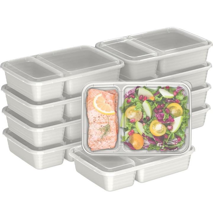 20-piece reusable 2-compartment food containers-Gray-Nora Luxe