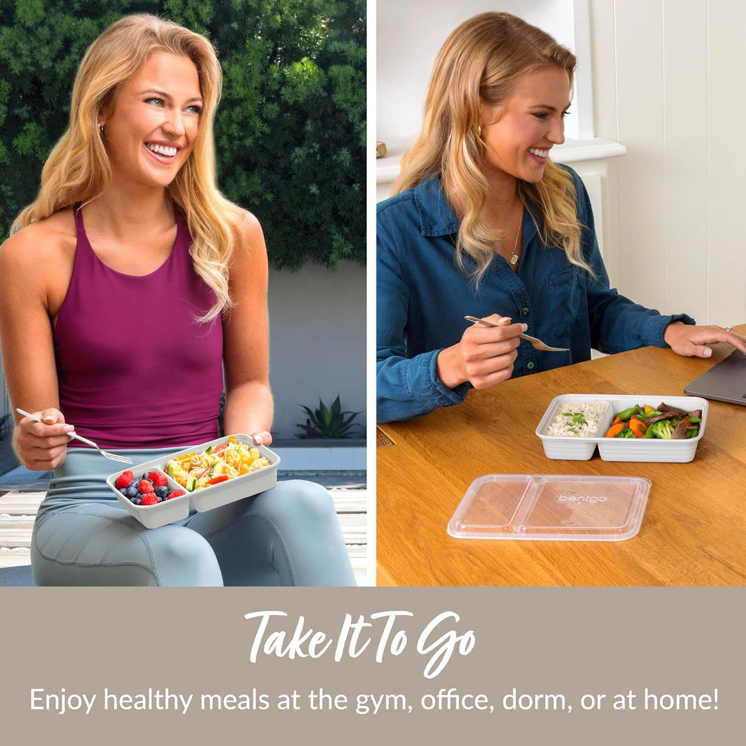 20-piece reusable 2-compartment food containers-Gray-Nora Luxe