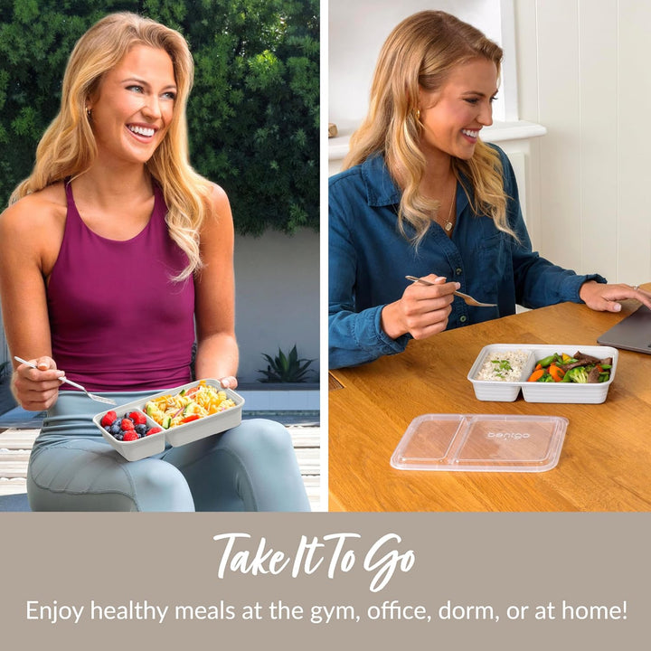 20-piece reusable 2-compartment food containers-Gray-Nora Luxe