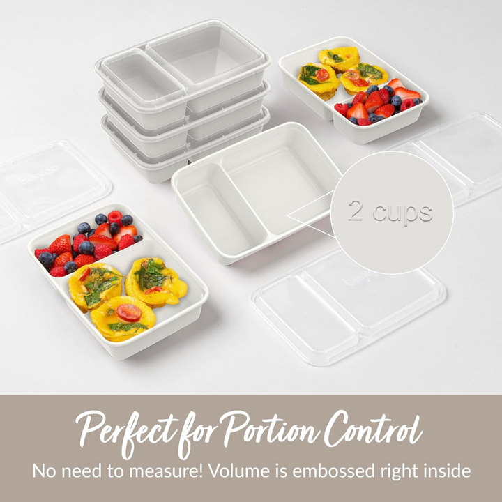 20-piece reusable 2-compartment food containers-Gray-Nora Luxe