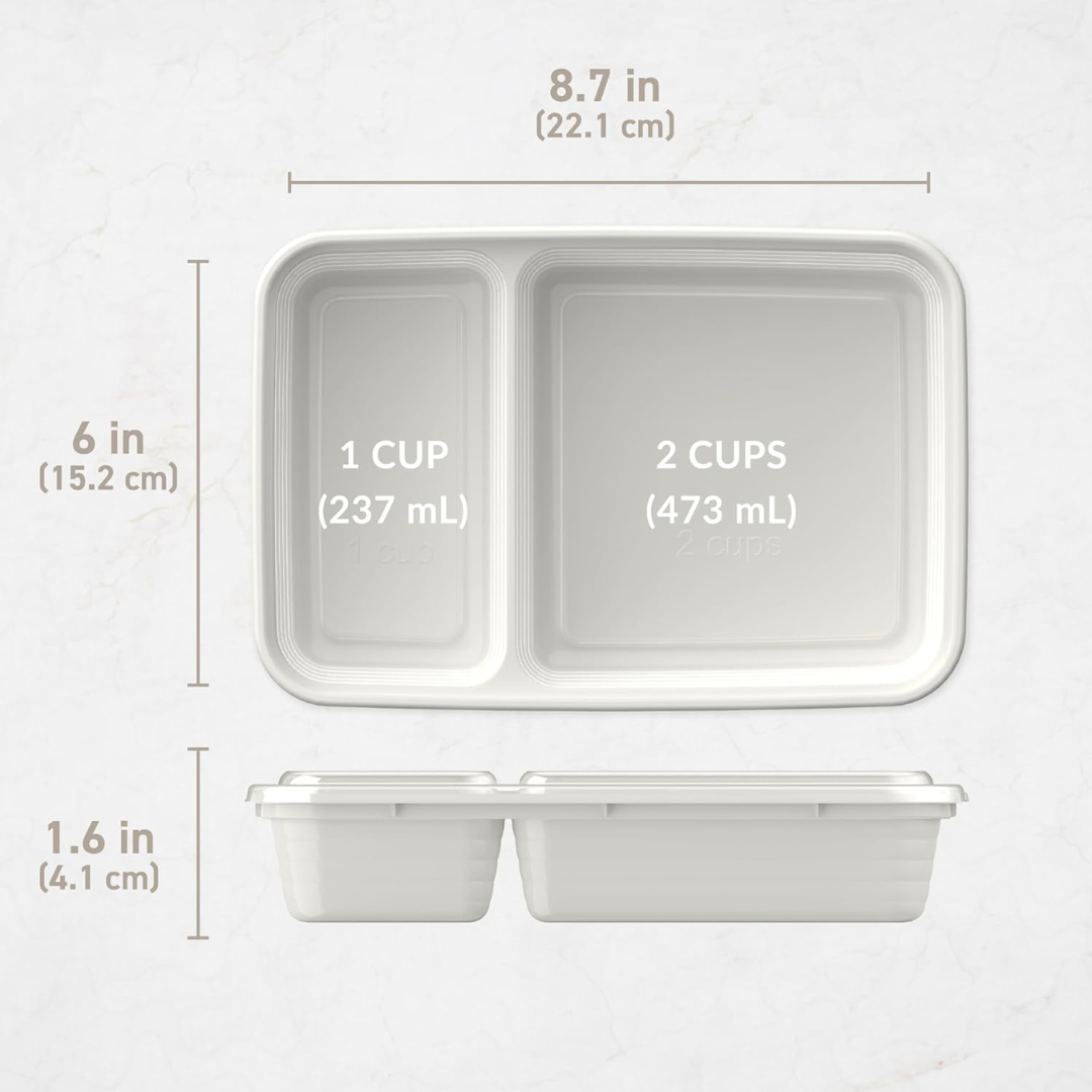 20-piece reusable 2-compartment food containers-Gray-Nora Luxe
