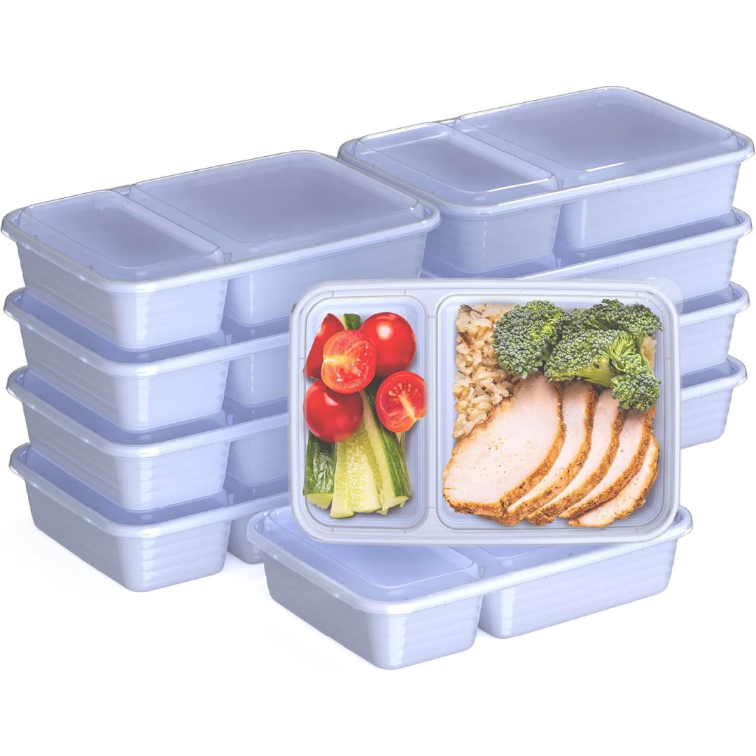 20-piece reusable 2-compartment food containers-Lila-Nora Luxe