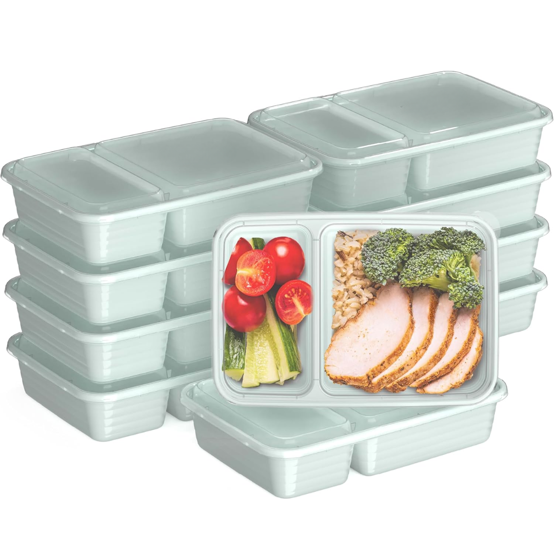 20-piece reusable 2-compartment food containers-Mint-Nora Luxe