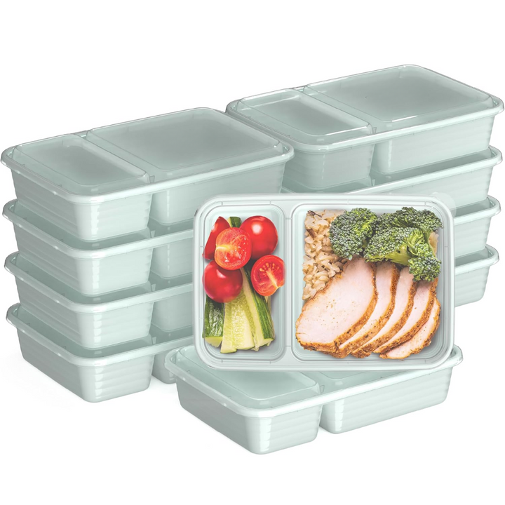 20-piece reusable 2-compartment food containers-Mint-Nora Luxe