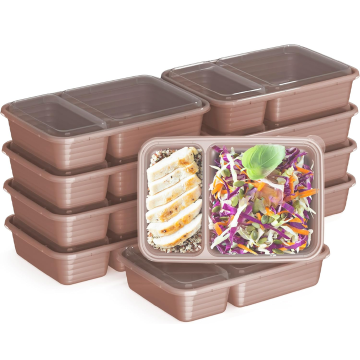20-piece reusable 2-compartment food containers-Rose gold-Nora Luxe
