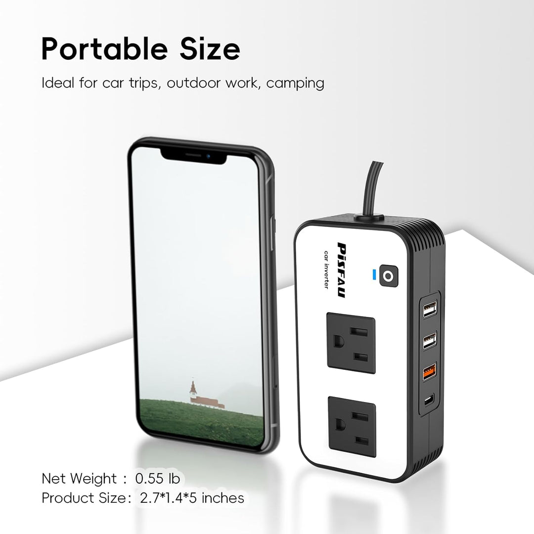 200W Car Inverter – DC 12V to 220V AC With USB-C & Fast Charger-200W-Nora Luxe