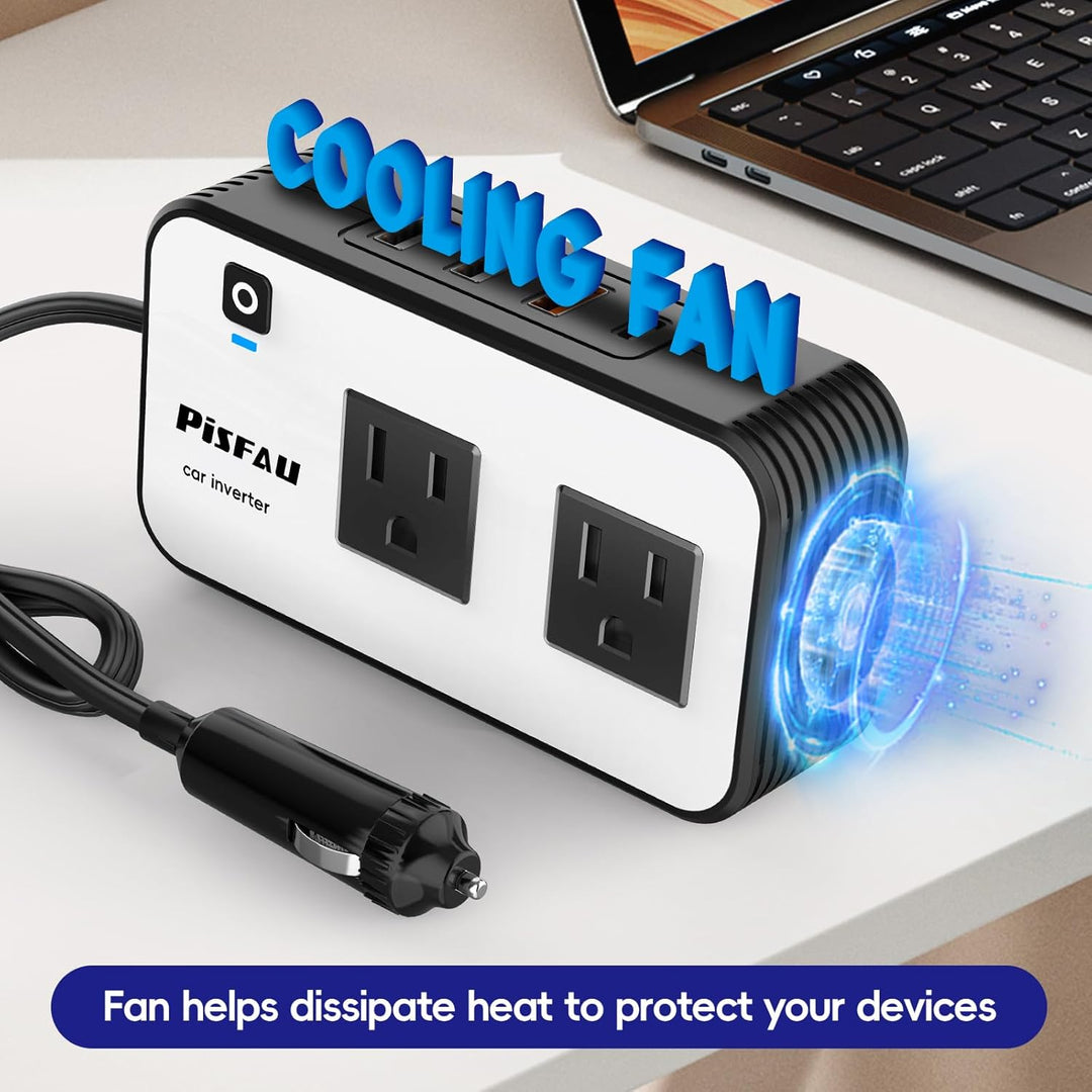 200W Car Inverter – DC 12V to 220V AC With USB-C & Fast Charger-200W-Nora Luxe