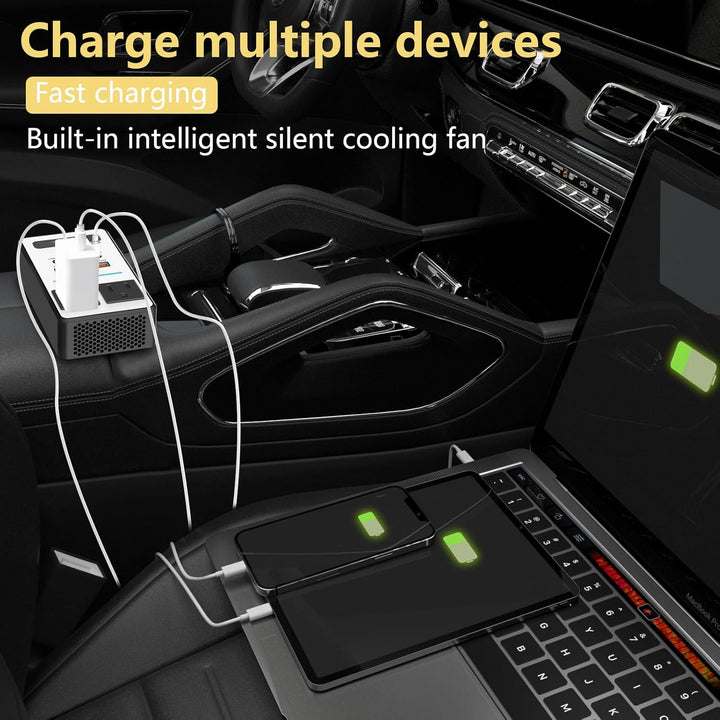 200W Car Inverter – DC 12V to 220V AC With USB-C & Fast Charger-200W-Nora Luxe