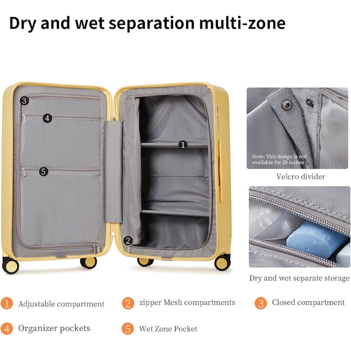 Airline-Approved 20" (50.8 cm) Carry-On Luggage with 3:7 Split & Triple-Layer PC Shell