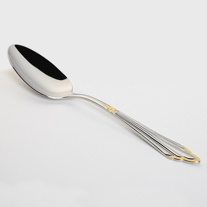 24 or 48-Piece Stainless Steel Cutlery Set with Gold Finish - GlowCut-24 Pieces-Nora Luxe