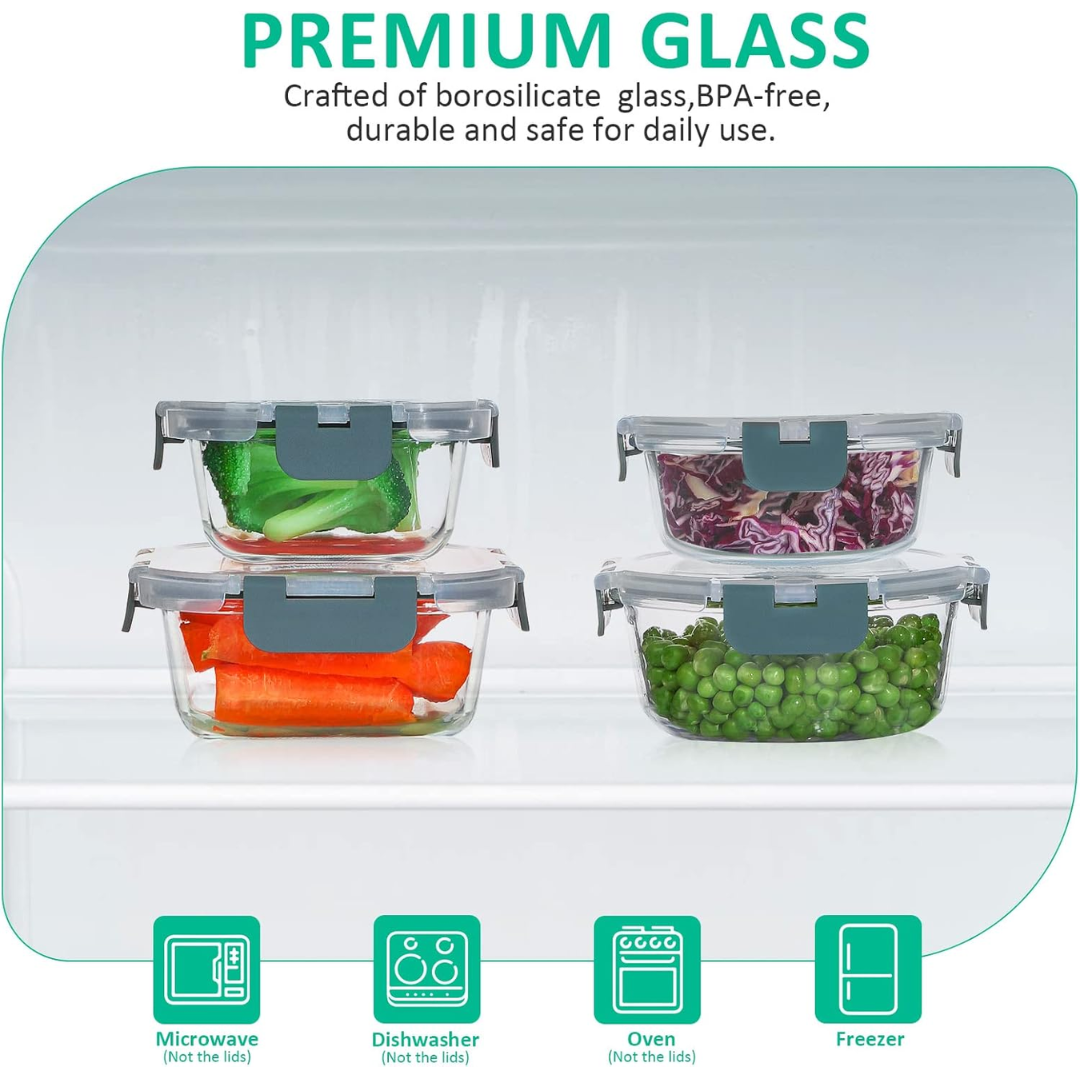 24-Piece Airtight Glass Food Storage Set - PurePreserve-Grey-Nora Luxe