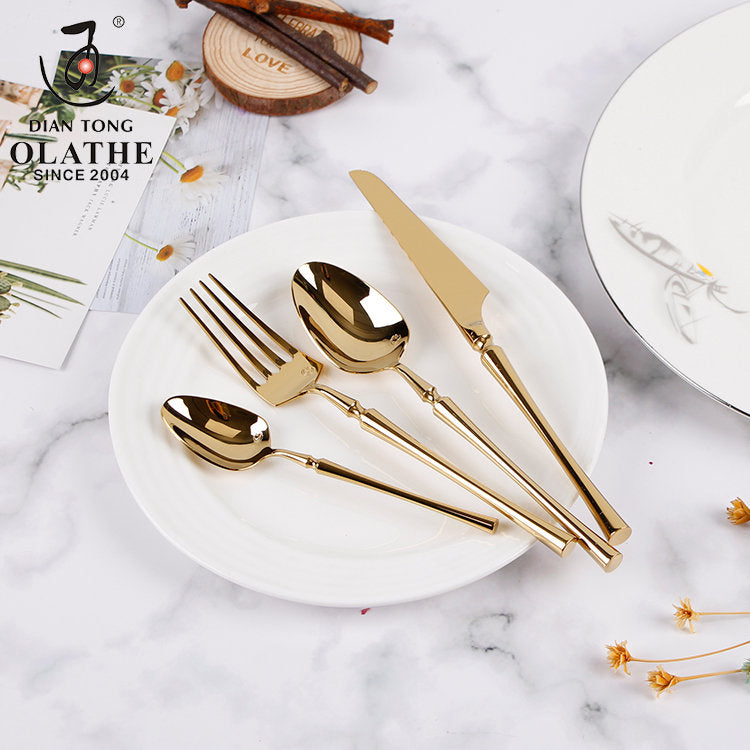 24-Piece Stainless Steel Cutlery Set - PureSet-Gold-Nora Luxe