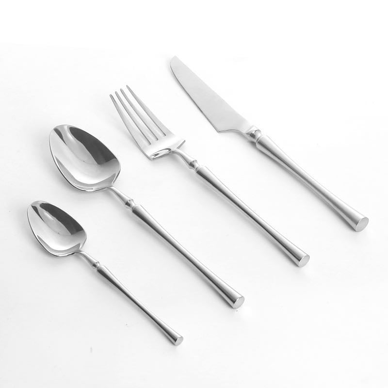 24-Piece Stainless Steel Cutlery Set - PureSet-Silver-Nora Luxe