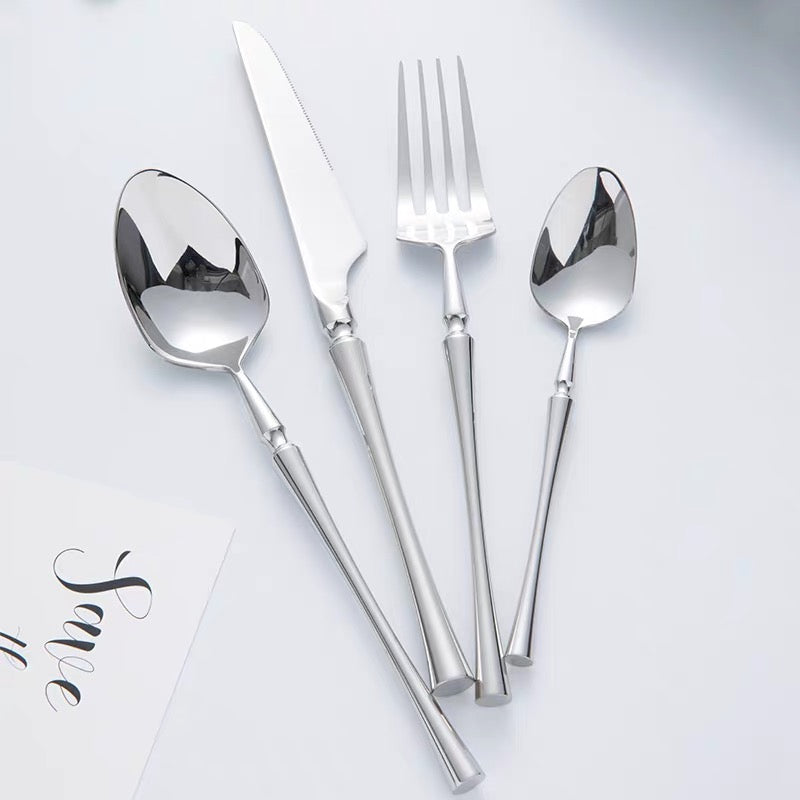24-Piece Stainless Steel Cutlery Set - PureSet-Silver-Nora Luxe
