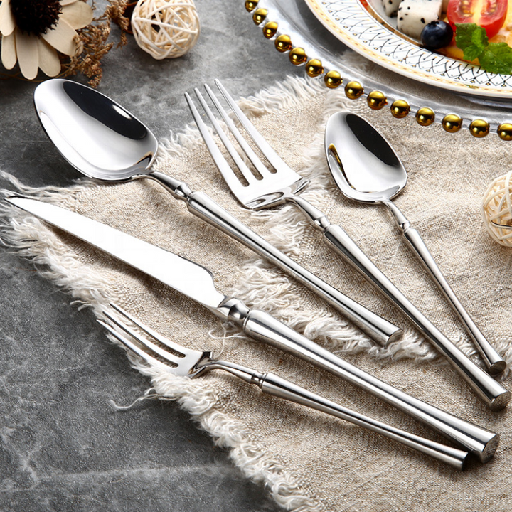 24-Piece Stainless Steel Cutlery Set - PureSet-Silver-Nora Luxe