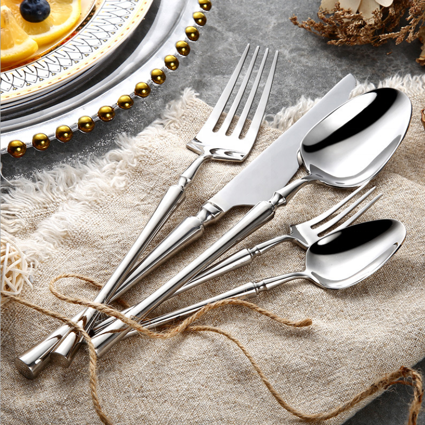 24-Piece Stainless Steel Cutlery Set - PureSet-Silver-Nora Luxe