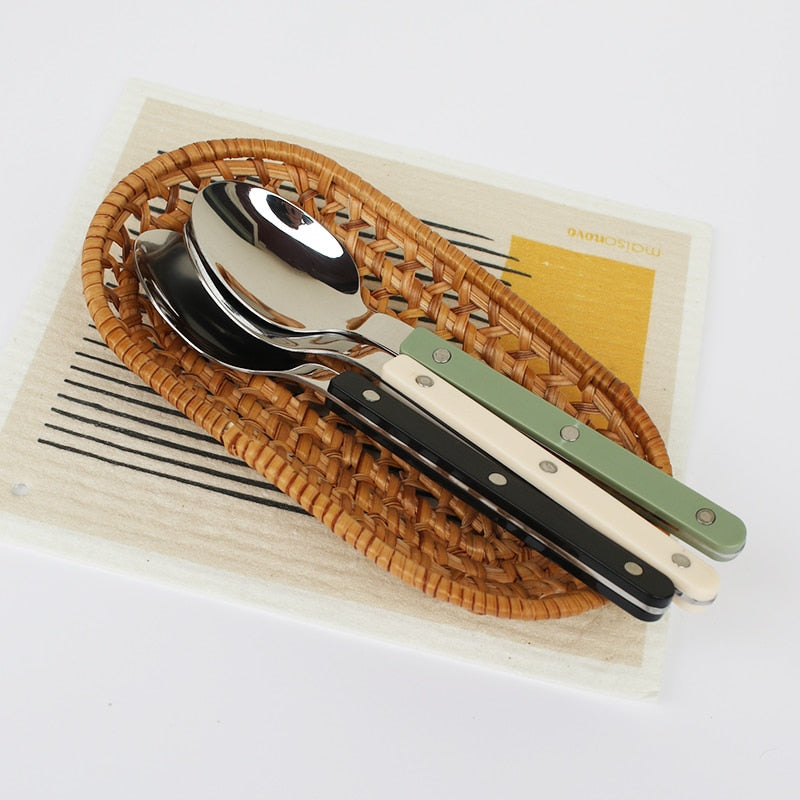 24-Piece Stainless Steel Cutlery Set with Engraved Design - BistroLine-Black-Nora Luxe