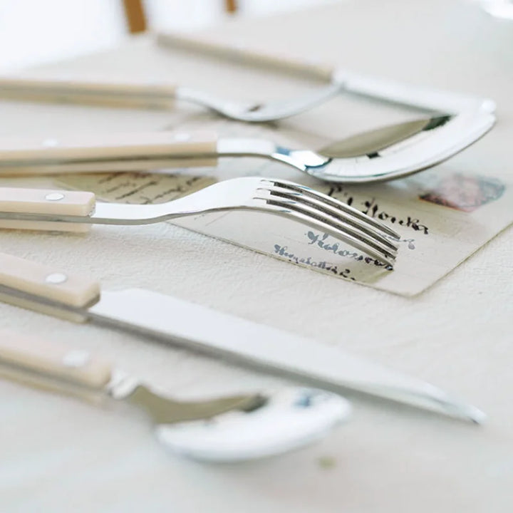 24-Piece Stainless Steel Cutlery Set with Engraved Design - BistroLine-Black-Nora Luxe