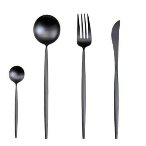 24-Piece Stainless Steel Gold-Silver Luxury Cutlery - RoyalGlow-Black-Nora Luxe