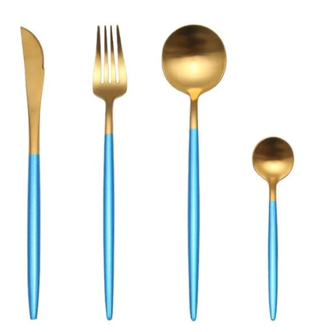 24-Piece Stainless Steel Gold-Silver Luxury Cutlery - RoyalGlow-Black-Nora Luxe