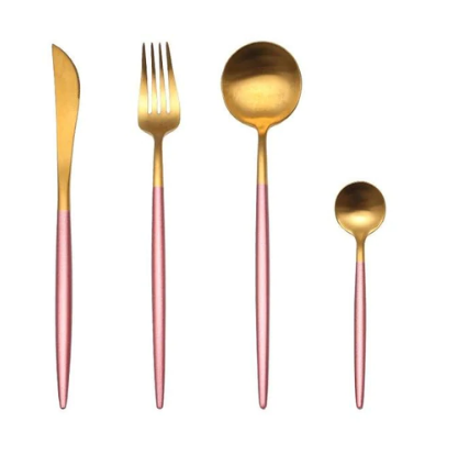 24-Piece Stainless Steel Gold-Silver Luxury Cutlery - RoyalGlow-Black-Nora Luxe