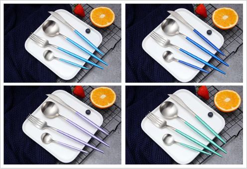 24-Piece Stainless Steel Gold-Silver Luxury Cutlery - RoyalGlow-Black-Nora Luxe