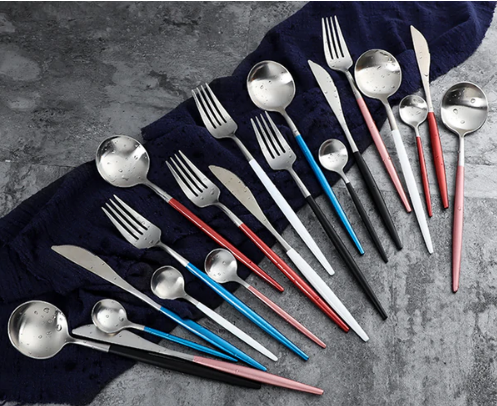 24-Piece Stainless Steel Gold-Silver Luxury Cutlery - RoyalGlow-Black-Nora Luxe