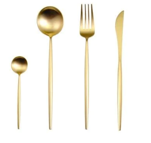 24-Piece Stainless Steel Gold-Silver Luxury Cutlery - RoyalGlow-Gold-Nora Luxe