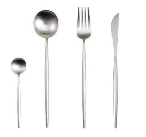 24-Piece Stainless Steel Gold-Silver Luxury Cutlery - RoyalGlow-Silver-Nora Luxe