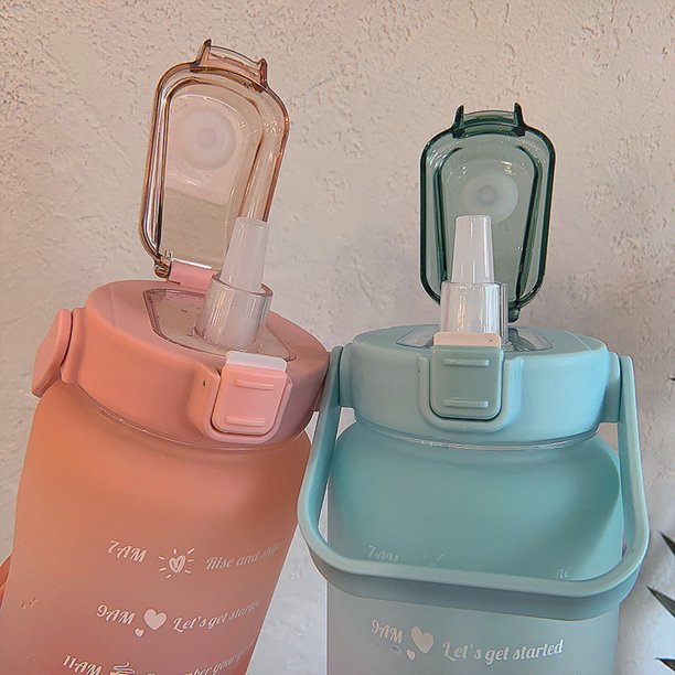 2L Motivational Water Bottle with Time Markers - HydroMotivator-Matt Green Purple-Nora Luxe