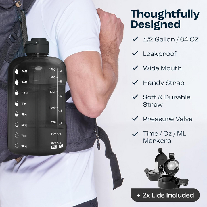 2L Water Bottle with Time Marking – BPA-free-1.2L-Aqua-Nora Luxe