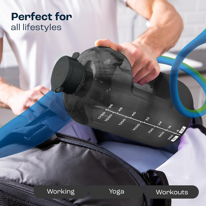 2L Water Bottle with Time Marking – BPA-free-1.2L-Aqua-Nora Luxe