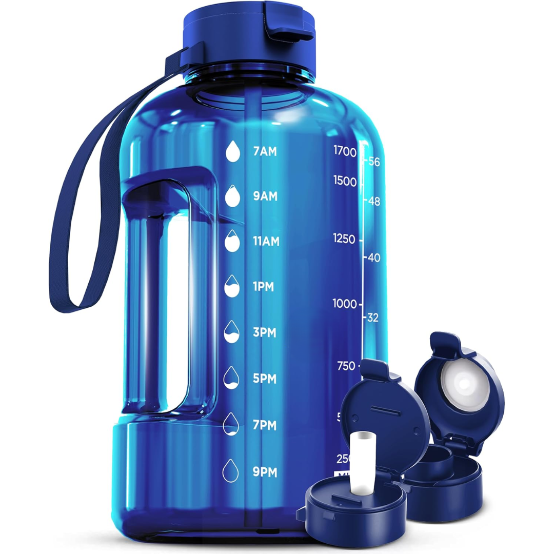 2L Water Bottle with Time Marking – BPA-free-1.2L-Blue-Nora Luxe