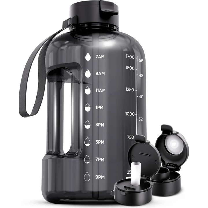 2L Water Bottle with Time Marking – BPA-free-1.2L-Gray-Nora Luxe