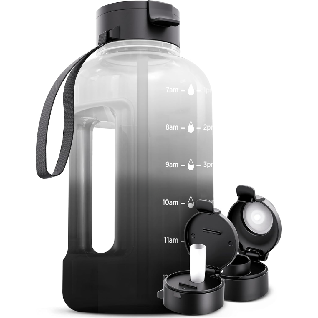 2L Water Bottle with Time Marking – BPA-free-1.2L-Pistol Gray-Nora Luxe
