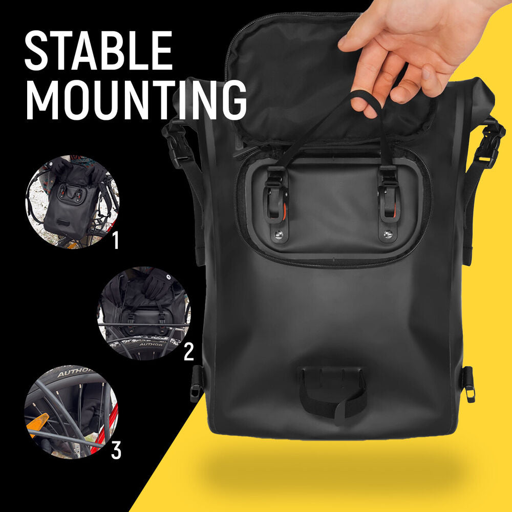 3-in-1 Bicycle Bag for Carrier - Max-Black-Nora Luxe