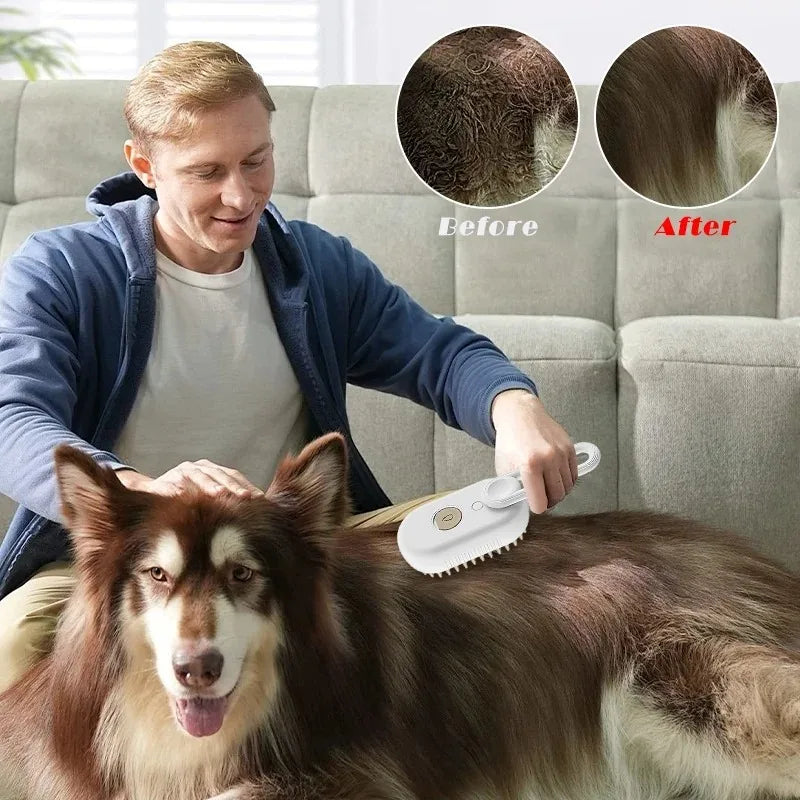 3-in-1 Electric Steam Brush for Pets - SteamPet-Khaki-Nora Luxe
