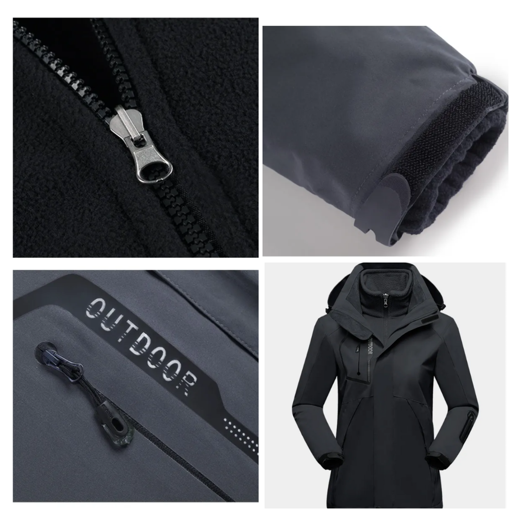 3-in-1 Outdoor Protective Jacket for Women - Luna-Black-M-Nora Luxe
