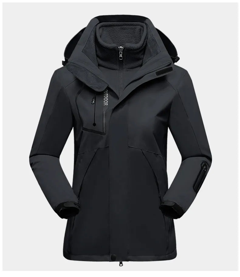 3-in-1 Outdoor Protective Jacket for Women - Luna-Black-M-Nora Luxe