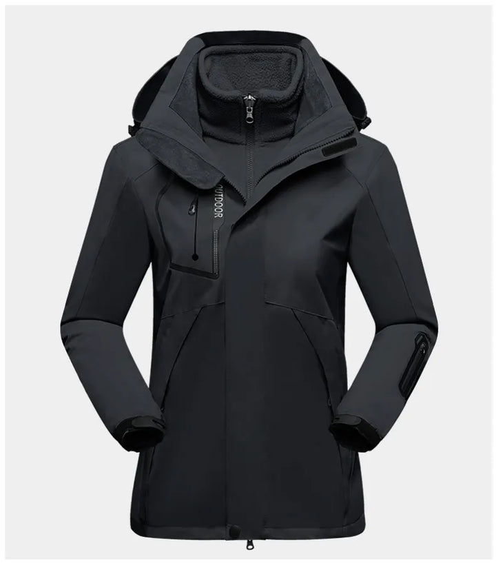3-in-1 Outdoor Protective Jacket for Women - Luna-Black-M-Nora Luxe