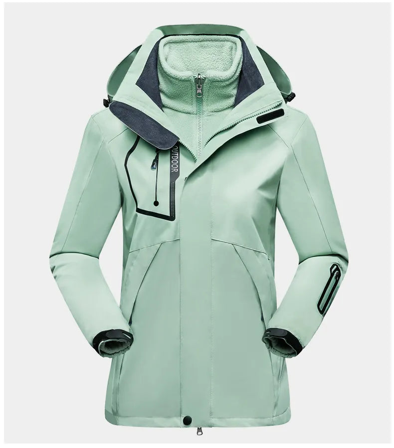 3-in-1 Outdoor Protective Jacket for Women - Luna-Green-M-Nora Luxe