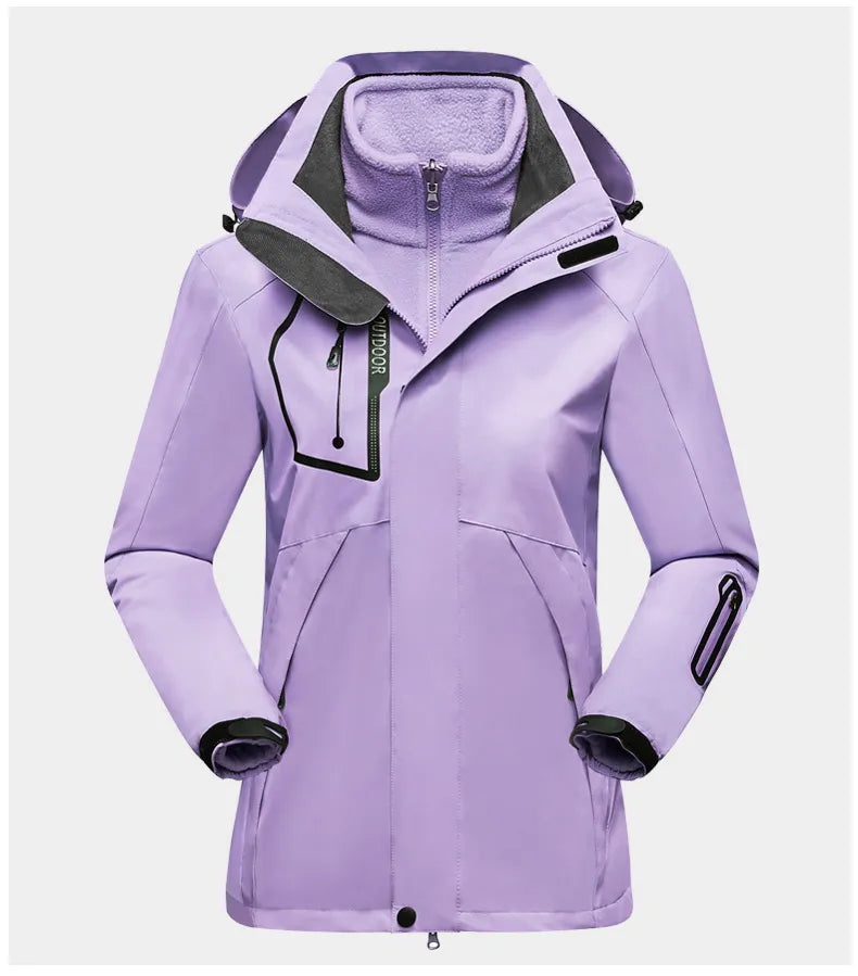 3-in-1 Outdoor Protective Jacket for Women - Luna-Purple-M-Nora Luxe